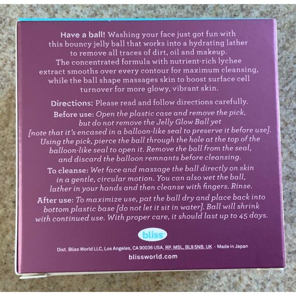 Jelly Glow Ball (Lot x2) Radiance Boosting Cleanser with Lychee 3.5oz Bliss NIB - Picture 4 of 5